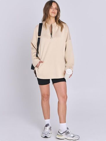 ANRABESS Womens Oversized Hoodie Quarter Zip Sweatshirts 2025 Fall Winter Tunic Pullover Top Trendy Teen Girls Preppy Clothes in Saudi Arabia