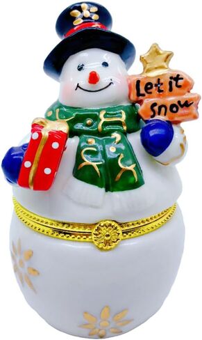 تماثيل رجل ثلج عيد الميلاد من جيشيما، صندوق حلية مفصلي، صناديق مجوهرات قابلة للتجميع لديكور عيد الميلاد المنزلي والهدايا in Kuwait