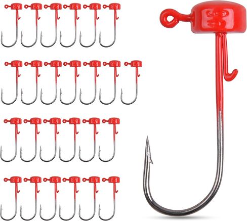 Ned Rig Jig Heads Kit-25pcs Finesse Mushroom Shroom Jig Hooks for Soft Lures Ned Rig Jig Heads for Bass Fishing Crappie Jig Heads Mushroom Head Jigs Freshwater or Saltwater 1/6 1/8 and 1/10oz in Saudi Arabia