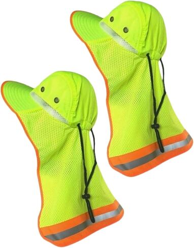 Men High Visibility Reflective Work Safety Sun Hat with Neck Flap Wide Brim Boonie UV Protection in Saudi Arabia