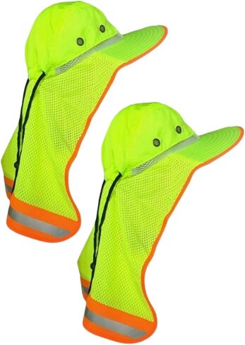 Men High Visibility Reflective Work Safety Sun Hat with Neck Flap Wide Brim Boonie UV Protection in Saudi Arabia