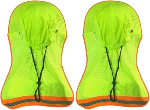 Men High Visibility Reflective Work Safety Sun Hat with Neck Flap Wide Brim Boonie UV Protection in Saudi Arabia