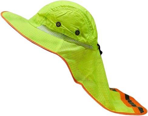 Men High Visibility Reflective Work Safety Sun Hat with Neck Flap Wide Brim Boonie UV Protection in Saudi Arabia