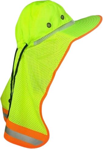 Men High Visibility Reflective Work Safety Sun Hat with Neck Flap Wide Brim Boonie UV Protection in Saudi Arabia