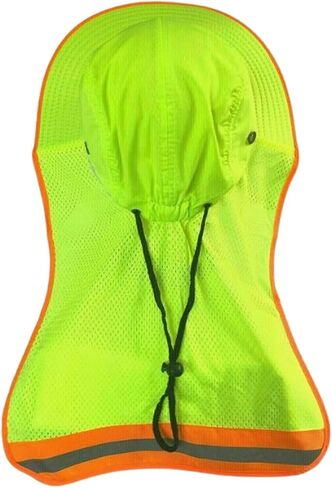 Men High Visibility Reflective Work Safety Sun Hat with Neck Flap Wide Brim Boonie UV Protection in Saudi Arabia