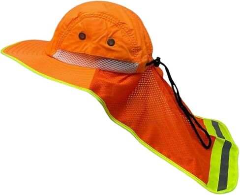 Men High Visibility Reflective Work Safety Sun Hat with Neck Flap Wide Brim Boonie UV Protection in Saudi Arabia