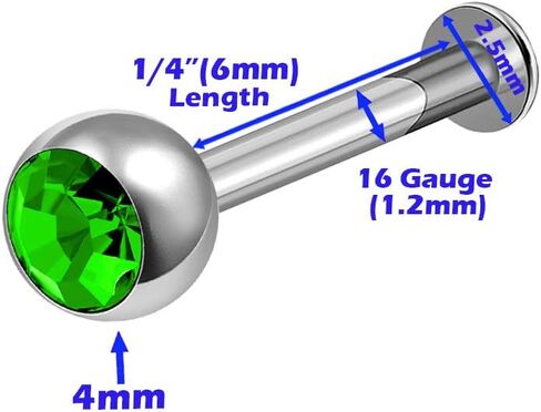 4 قطعة الصلب 16 جرام Labret خواتم ثقب المجوهرات الشفاه ميدوسا ميدوسا مونرو العمودي 2.5 مللي متر الجولة 4 مللي متر كريستال المزيد من الخيارات in Kuwait