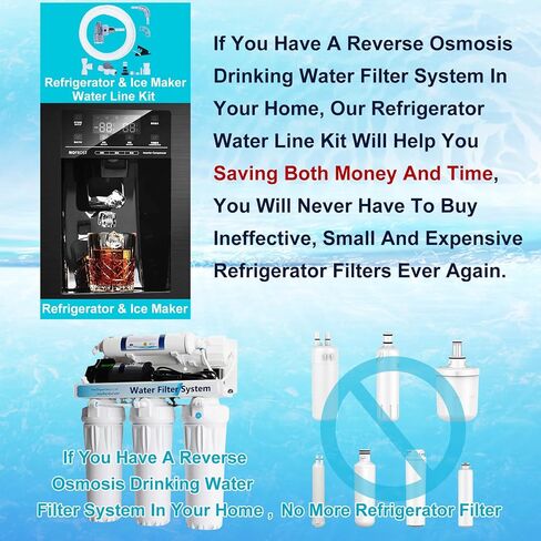 Refrigerator Water Line Kit Connection and 1/4 Compression Ice Maker Installation Kit,1/4" OD Tubing with Quick Connect for Fridge Icemaker RO Systems Water Filters Faucet,+Feed Water Adapter 25ft in Saudi Arabia