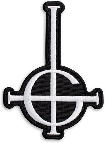 Ghost BC Grucifix Cross Symbol Heavy Metal Doom Hard Rock Band Embroidered Patch Iron On (3.5" x 4.9", White) in Kuwait