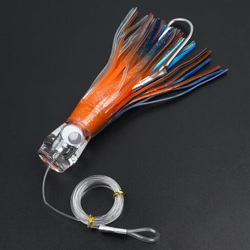 9 inch / 6 inch Trolling Lure Saltwater Marlin Tuna Dolphin Shark Wahoo Deep Sea Fishing Lures Bait Rigged Squid Skirt Leader Hook Offshore Big Game Trolling Lures in Saudi Arabia