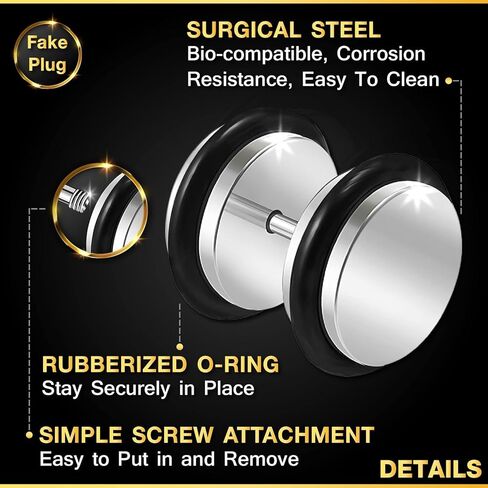 2 قطعة الفولاذ المقاوم للصدأ 16 جرام 1.2 مللي متر الأسود O-خواتم الغشاش التوصيل القرط الوهم مقياس الأذن الفص ثقب المجوهرات رؤية المزيد من الأحجام in Kuwait