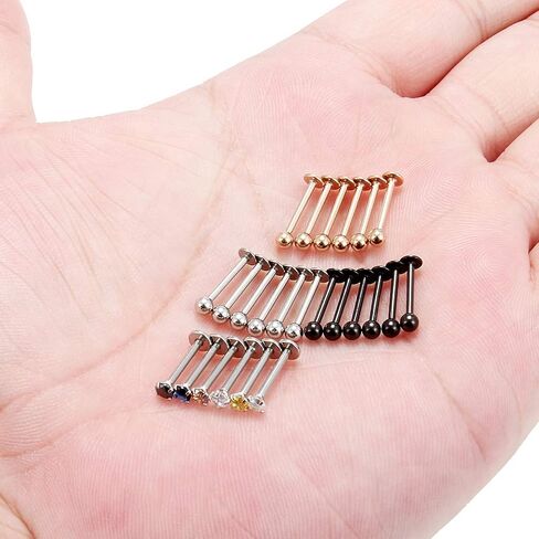 Ruifan 24PCS 16G 316L Stainless Steel 3mm Ball Labret Monroe Lip Ring Tragus Helix Cartilage Earring Stud Barbell Bar Length 6mm 8mm 10mm Body Piercing Jewelry in Kuwait