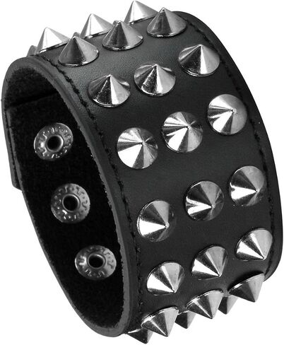 Eigso Punk Leather Studs Cuff Bracelets for Men Women Retro 80s Rock Biker Spikes Rivets Bracelet Set for Man Woman in Kuwait