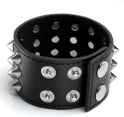 Eigso Punk Leather Studs Cuff Bracelets for Men Women Retro 80s Rock Biker Spikes Rivets Bracelet Set for Man Woman in Kuwait