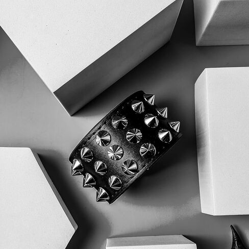 Eigso Punk Leather Studs Cuff Bracelets for Men Women Retro 80s Rock Biker Spikes Rivets Bracelet Set for Man Woman in Kuwait