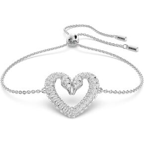SWAROVSKI Una Pendant Necklace, Heart-Shaped Swan Design with Sparkling White Crystals, on a Rhodium Finish Chain, Part of the Una Collection