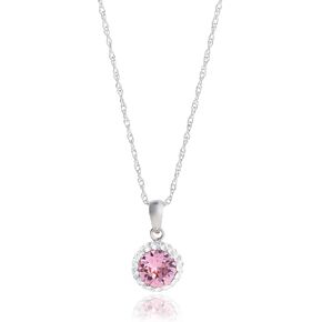 Amazon Collection Sterling Silver Crystal Halo Pendant Necklace, Black, 18"