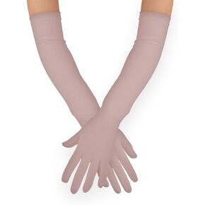 UV UPF 50+ Sun Protection Anti-skid Driving Gloves Women Breathable Cotton with Touchscreen Arm Sun Block for Outdoor Sports Summer Activity Evening Party 21.6" Light Grey