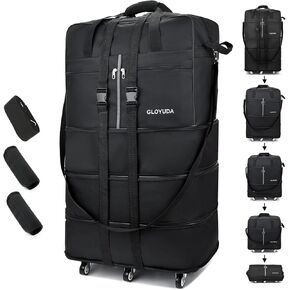 Gloyuda Expandable Foldable Luggage, 36'' Suitcase With Spinner Wheels, Rolling Duffel Travel Bag Large Capacity Collapsible Luggage, With 2 Luggage Handle Wrap and 2 Fixing Straps, 1 Shoulder Strap