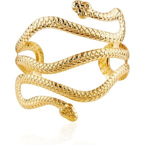 HUASAI Halloween Snake Arm Cuff Gold Snake Bracelet for Women Girls Snake Open Bangle Bracelet