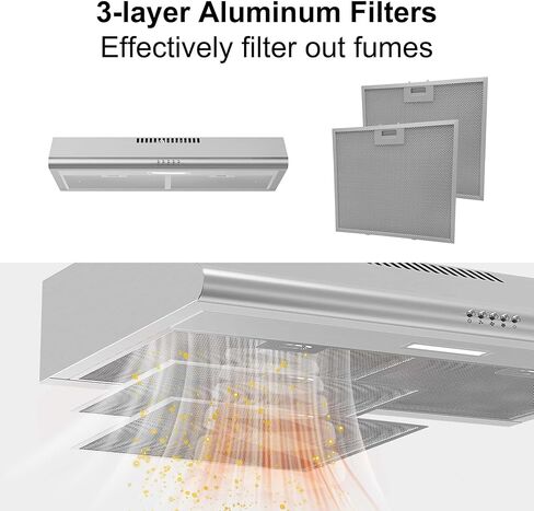 SNDOAS غطاء محرك السيارة 30 بوصة، غطاء محرك السيارة بدون قناة مع فلتر الفحم، غطاء محرك السيارة تحت الخزانة، غطاء المطبخ مع التحكم في الزر، غطاء التهوية مع مرشحات الألومنيوم، أضواء LED، 3 سرعات موقد غطاء محرك السيارة تنفيس in Kuwait