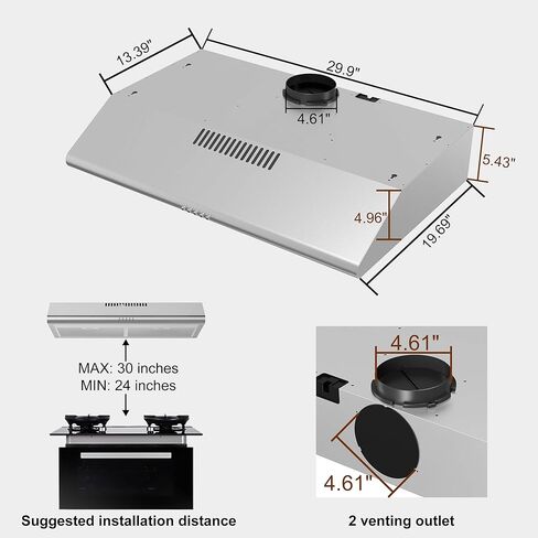 SNDOAS غطاء محرك السيارة 30 بوصة، غطاء محرك السيارة بدون قناة مع فلتر الفحم، غطاء محرك السيارة تحت الخزانة، غطاء المطبخ مع التحكم في الزر، غطاء التهوية مع مرشحات الألومنيوم، أضواء LED، 3 سرعات موقد غطاء محرك السيارة تنفيس in Kuwait