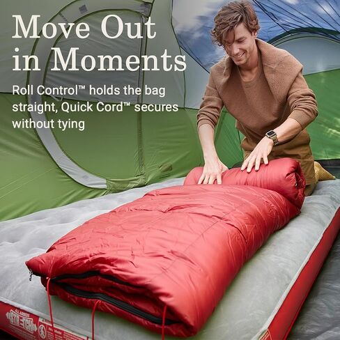 Coleman Flatlands 30°F/35°F/40°F/45°F/50°F Sleeping Bag with Big & Tall & Double Bag Options, Made from 100% Recycled Material, Cool Weather Sleeping Bag Great for Camping, Backpacking, Sleepovers in Kuwait