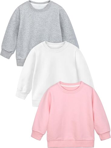 Cooraby 3 Pack Toddler Girls' Winter Sweatshirt Girl No Cap Crew-Neck Sweatshirt Long Sleeve Pullover Shirt in Saudi Arabia