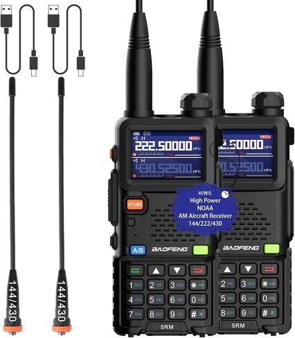 Ham Radio Handheld Baofeng Radio 5RM Upgraded of UV-5R High Power Long Range Walkie Talkies for Adults Multi-Band Two Way Radio NOAA Weather Copy Frequency USB C Charger 999CH Outdoor Hiking Camping in Saudi Arabia