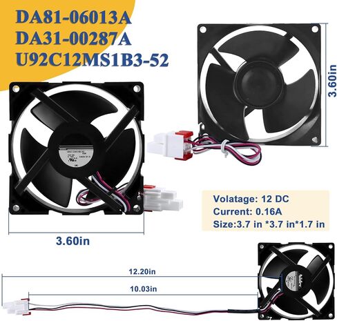 ترقية DA81-06013A DA31-00287A U92C12MS1B3-52 (OEM) محرك مروحة مبخر الثلاجة متوافق مع Sam.Sung RF28HMEDBSR/AA RF28HFEDTSR/AA RF26HFENDSL/AA in Kuwait