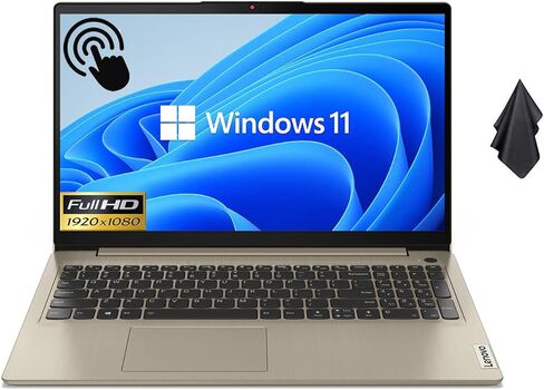 2022 Newest Lenovo Ideapad 3i Laptop, 15.6" FHD 1080P Touchscreen, Intel Core i3-1115G4, 12GB DDR4 RAM, 512GB PCIe SSD, HDMI, WiFi, Bluetooth, HD Webcam, Fingerprint Reader, Windows 11 Home, Sand in Saudi Arabia