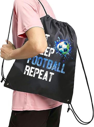 Haizct أكل النوم كرة القدم كرر الرباط حقيبة للبنات، لاعب الرياضة، هدية لاعب كرة القدم، هدية لاعب كرة القدم، للجنسين حقيبة الظهر الرباط لصالة الألعاب الرياضية التسوق الرياضة اليوغا الرقص التظاهري, ملون in Kuwait
