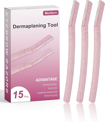 Dermaplane Razor for Women Face, 15 Pcs Microblade Eyebrow Razors, Multipurpose Dermaplaning Tool for Face, Face shavers for Women and Men (Pink) in Saudi Arabia