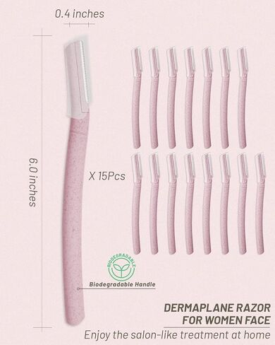 Dermaplane Razor for Women Face, 15 Pcs Microblade Eyebrow Razors, Multipurpose Dermaplaning Tool for Face, Face shavers for Women and Men (Pink) in Saudi Arabia