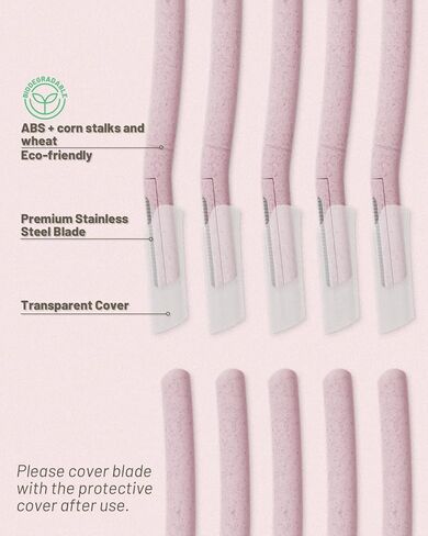 Dermaplane Razor for Women Face, 15 Pcs Microblade Eyebrow Razors, Multipurpose Dermaplaning Tool for Face, Face shavers for Women and Men (Pink) in Saudi Arabia