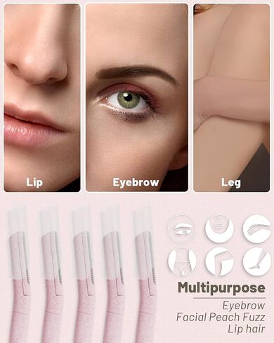 Dermaplane Razor for Women Face, 15 Pcs Microblade Eyebrow Razors, Multipurpose Dermaplaning Tool for Face, Face shavers for Women and Men (Pink) in Saudi Arabia