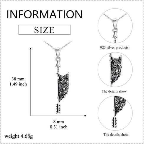 S925 Sterling Silver Celtic Owl/Moon Wolf/Horse/Dragon/Viking/Anchor Necklace Celtic Knot Pendant Necklace Irish Vintage Necklace Gifts for Women Teens Men Unisex in Saudi Arabia