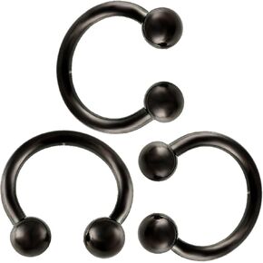 14g 14 gauge 3/8 surgical steel circular barbell eyebrow bar lip tragus horseshoe ring lot Jewelry Piercing 3pcs
