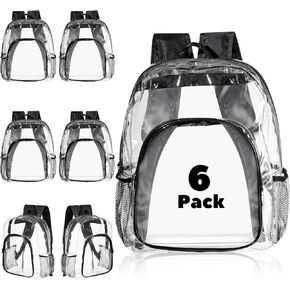 48 Pcs Clear Backpack Heavy Duty Clear Bookbags Clear Backpack Stadium Approved 16 Transparent See Through Backpacks for Stadium, Concert, Sports, Work, School, Security