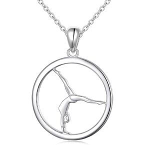 S925 Sterling Silver Gymnastics Sport Charm Pendant Necklace Inspirational Jewelry Gifts for Women，Gymnasts, Coaches in Kuwait