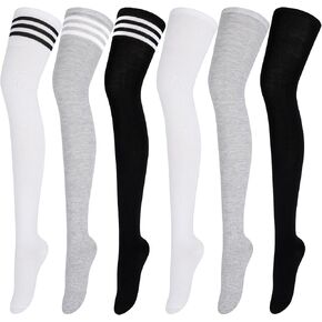 Aneco 6 Pairs Extra Long Socks Long Boot Stockings Thigh High Socks for Women