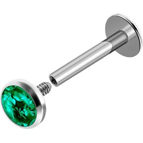 Internally Threaded Steel 16g 5/16 8mm Labret Earring Stud Piercing Jewelry Vertical Lip Tragus 4mm Crystal More Choices
