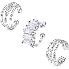 Longita Ear Cuff Earrings for Women Non Piercing Ear Hoop Earrings Stainless Steel Clip On Cartilage Earring Huggie Dainty Minimal Crossed Conch Piercing Sparkling Jewelry Silver Rose Gold