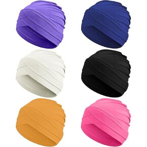 hwojjha 6 Pcs Slouchy Turban Hats Cancer Headwear Cancer Sleep Cap Lightweight Stretchy Turban Head Wrap Head Covering