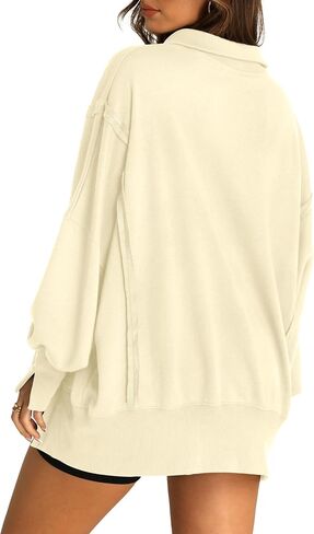 Oversized Sweatshirt for Women Trendy Button Henley Neck Pullover Long Sleeve Tops Casual Fall Clothes XS-XL in Saudi Arabia