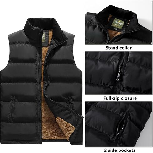 Vcansion Men's Outdoor Casual Stand Collar Padded Vest Coat in Kuwait