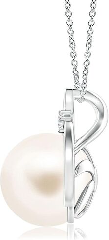 ANGARA Natural Freshwater Cultured Pearl Solitaire Pendant with Diamond for Women, Girls in Silver (Grade- AA, 8mm Freshwater Cultured Pearl) June Birthstone Jewelry Gift for Her in Kuwait