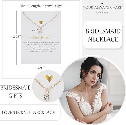 Your Always Charm 2/4/6 Pcs Bridesmaid Gifts for Wedding Day Bridesmaid Necklace Thank You for Helping Us Tie The Knot Necklace Bridesmaid Jewelry Gifts Wedding Necklace for Bridesmaid in Kuwait