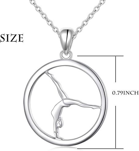 S925 Sterling Silver Gymnastics Sport Charm Pendant Necklace Inspirational Jewelry Gifts for Women，Gymnasts, Coaches in Kuwait