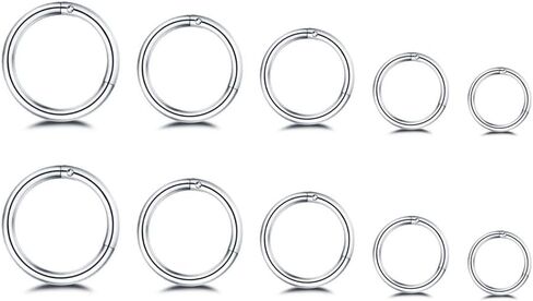 NewZenro 5Pairs Surgical Stainless Steel 16G Sleeper Cartilage Daith Tiny Small Hoop Earrings Mini Septum Hinged Clicker Nose Ring Helix Tragus Piercings Unisex Fashion Huggie Hoops Set 6-14MM in Saudi Arabia